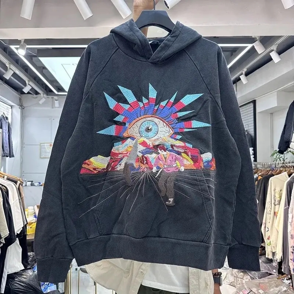 Errors Embroidered Graphic EYE Black Hoodie